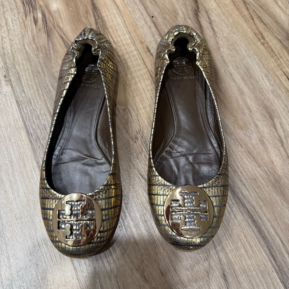 Tory Burch Metallic Gold flats